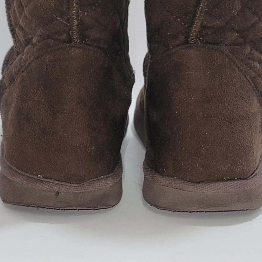 Hot Cakes Brown Quilted Winter Boots 8 Faux Suede Warm Lining Cozy Cabincore Y2K